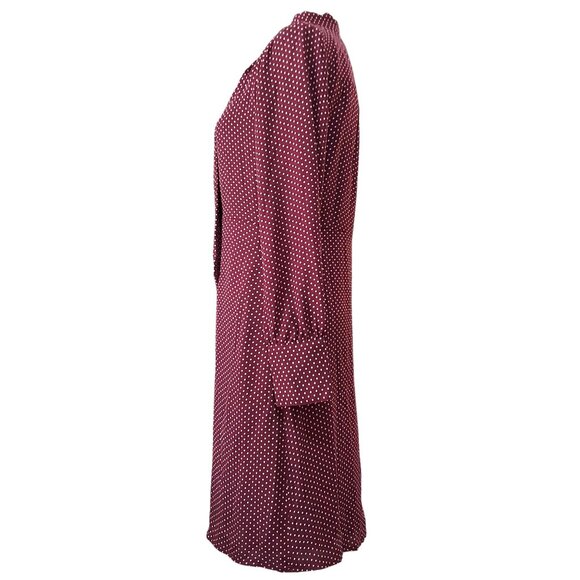 Lands End Burgandy Polka Dot Neck Tie Shift Dress Womens Sz O Fall Transitional - Picture 2 of 10